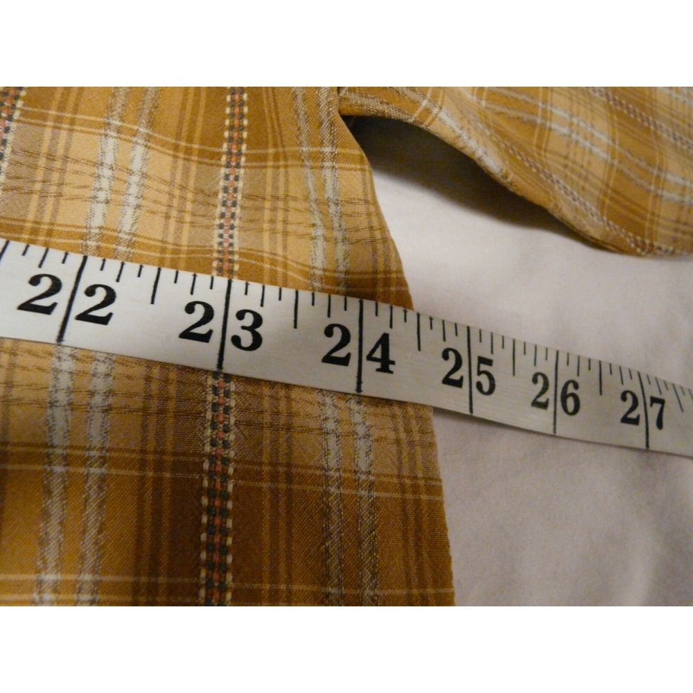 Tommy Bahama Mens Large 100% Silk Button Front Shirt Yellow Tan Plaid Long Sleev - Picture 6 of 8